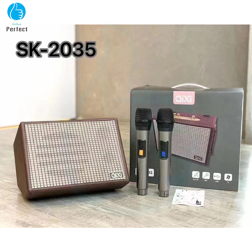 ลำโพงบลูทูธ QIXI รุ่น SK-2035 ลำโพงคลาสิค วินเทจ เสียงดีแบตทนตัวใหญ่ แถมไมโครโฟน 2 ตัว