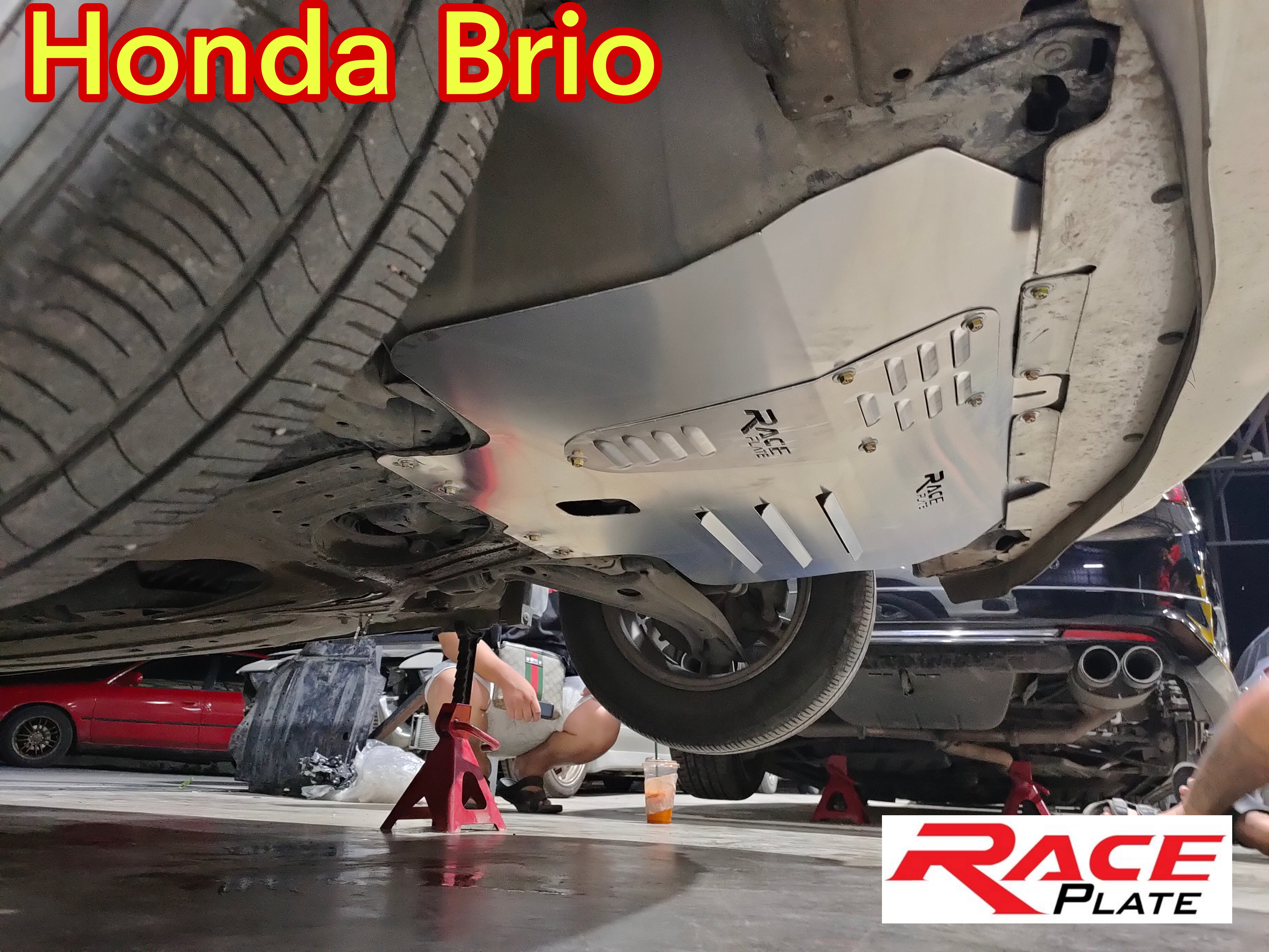 แผ่นปิดใต้ห้องเครื่องอลูมิเนียม Honda Brio Mobilio Raceplate_Undertray