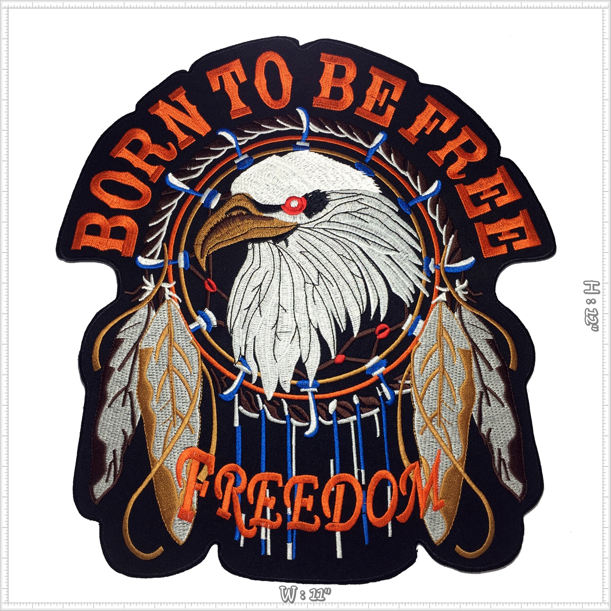 นกอินทรีย์ ไบค์เกอร์ ตัวรีดติดเสื้อ อาร์มรีด อาร์มปัก ตกแต่งเสื้อผ้า หมวก กระเป๋า แจ๊คเก็ตยีนส์ Embroidered Iron on Patch ขนาดใหญ่