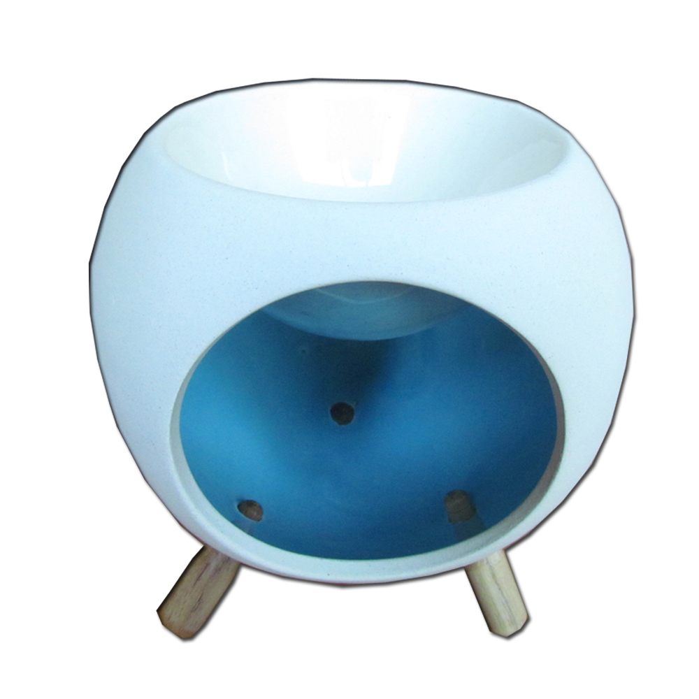 SenOdos เตาเผาน้ำมันหอมระเหย เซรามิค รูปทรงกลม (สีฟ้า) / Handmade Ceramic Essential Oil Burner (Round Shape)
