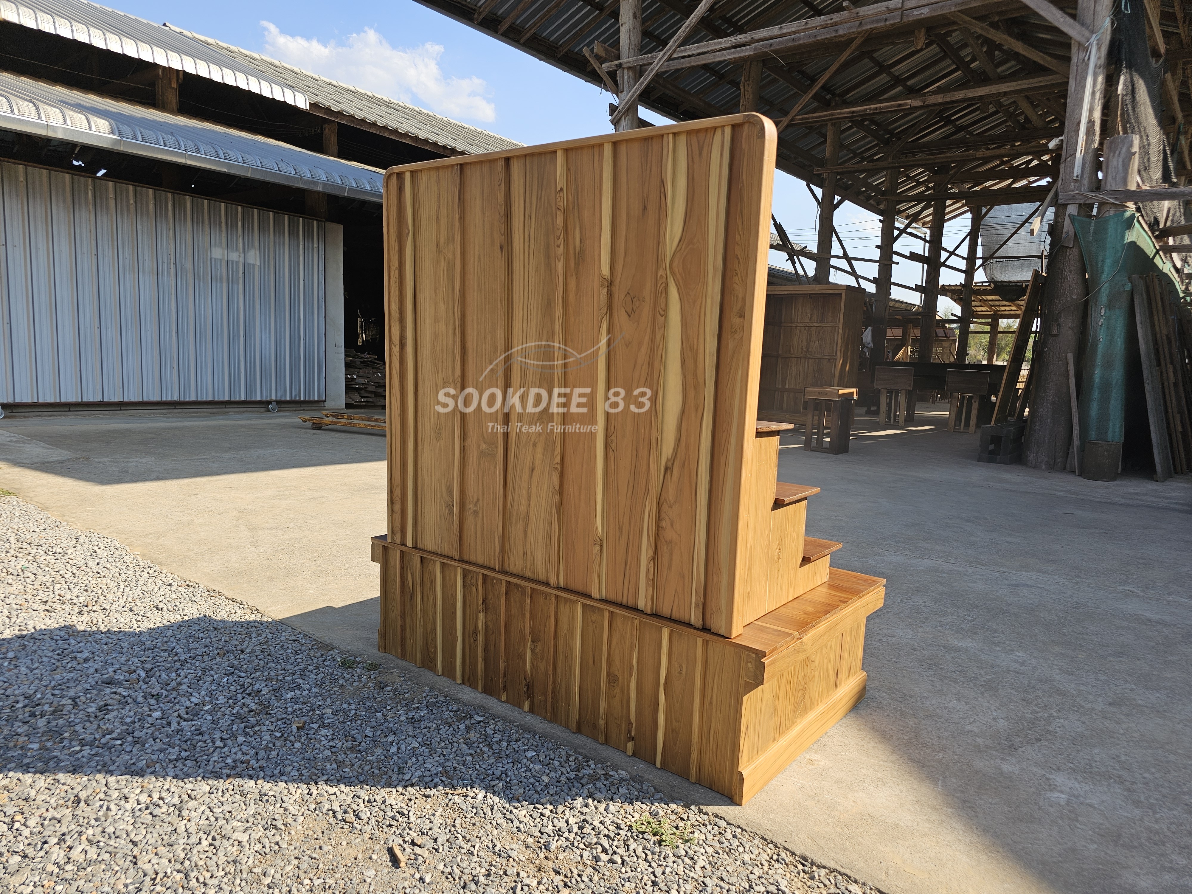 โต๊ะหมู่บูชาโมเดิร์นฉากต้นโพธิ์ (สีสัก)