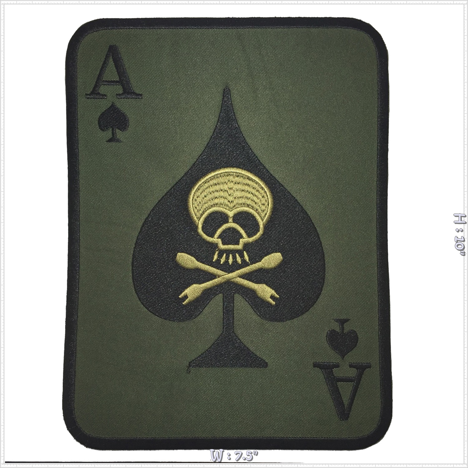 ไพ่ กะโหลก โพธิ์ดำ Skull Spade Card ตัวรีดติดเสื้อ อาร์มรีด อาร์มปัก ตกแต่งเสื้อผ้า หมวก กระเป๋า แจ๊คเก็ตยีนส์ Embroidered Iron on Patch ขนาดใหญ่