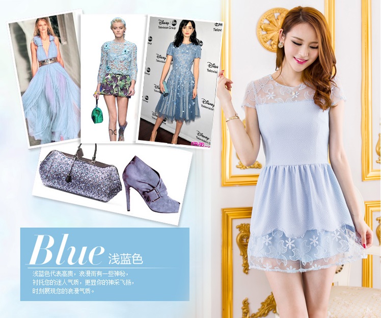 ชุดเดรสสีฟ้า ส่งฟรี ems