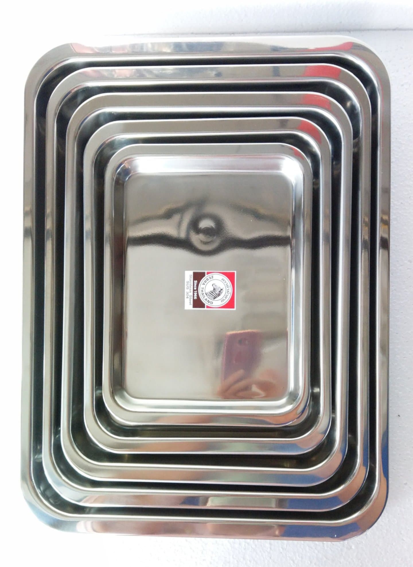 Zebra ถาดเหลี่ยมสแตนเลส ตราหัวม้าลาย (ราคาต่อใบ)