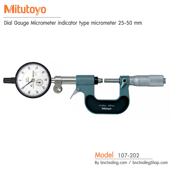 Mitutoyo,Dial Gauge Micrometer indicator type micrometer 25-50 mm,107-202
