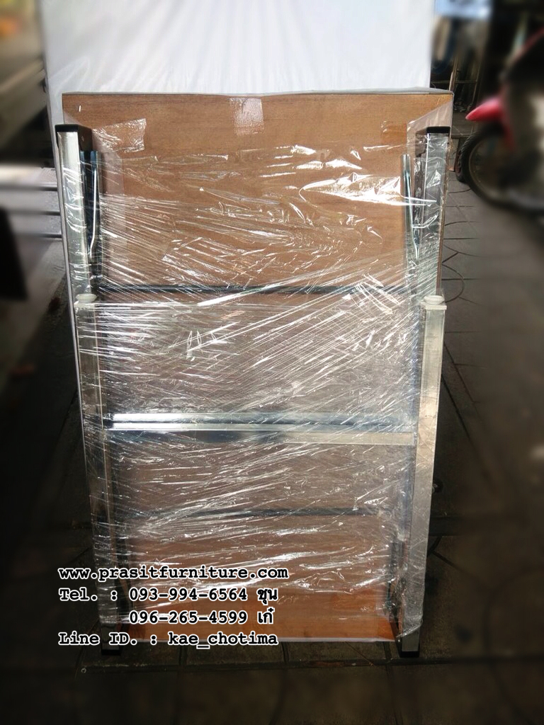 โต๊ะพับโฟเมก้า หน้าขาวเงา ขาชุบโครเมียม