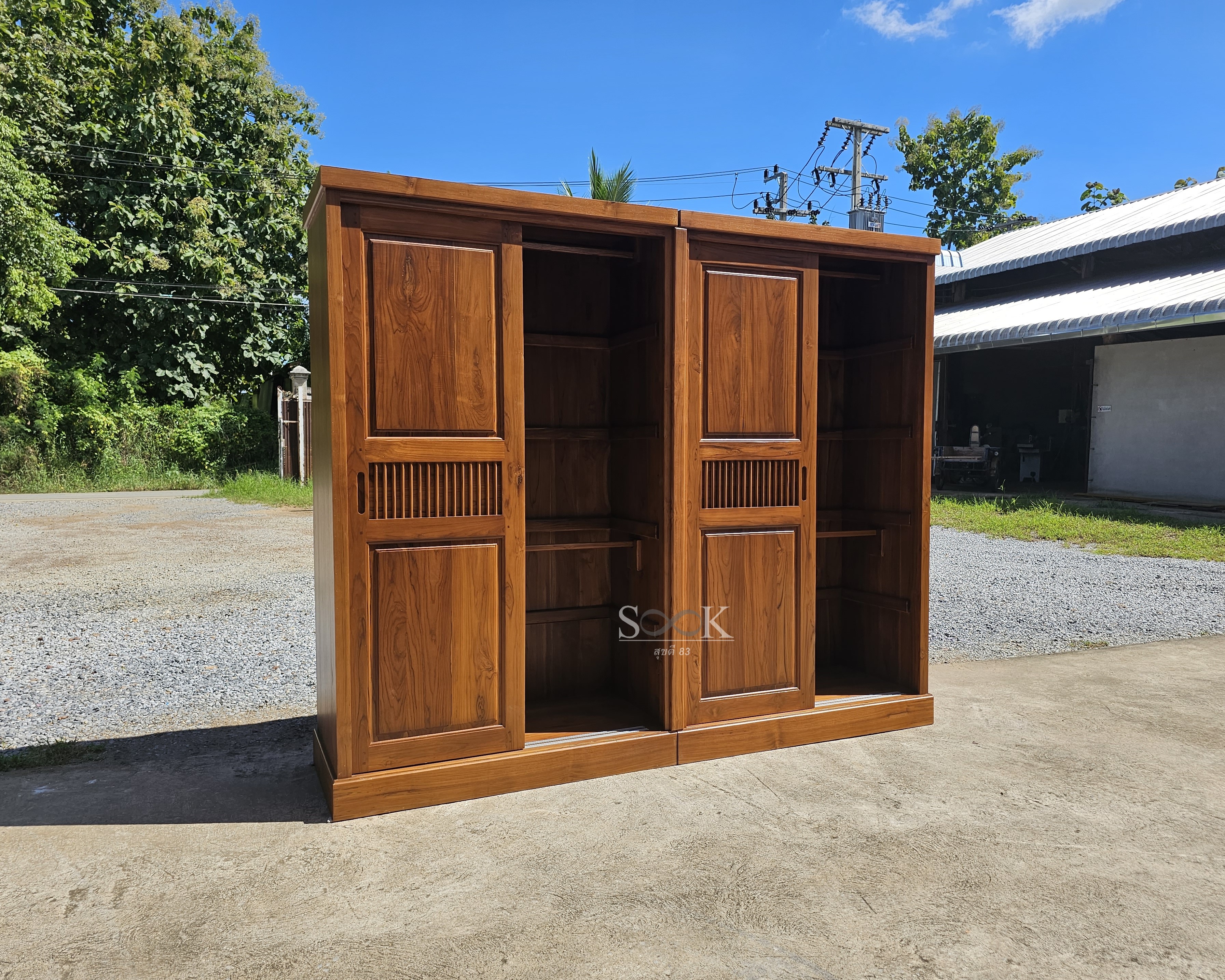 ตู้เสื้อผ้าประกบบานสไลด์ สูง 2 ม. แบบราวแขวน