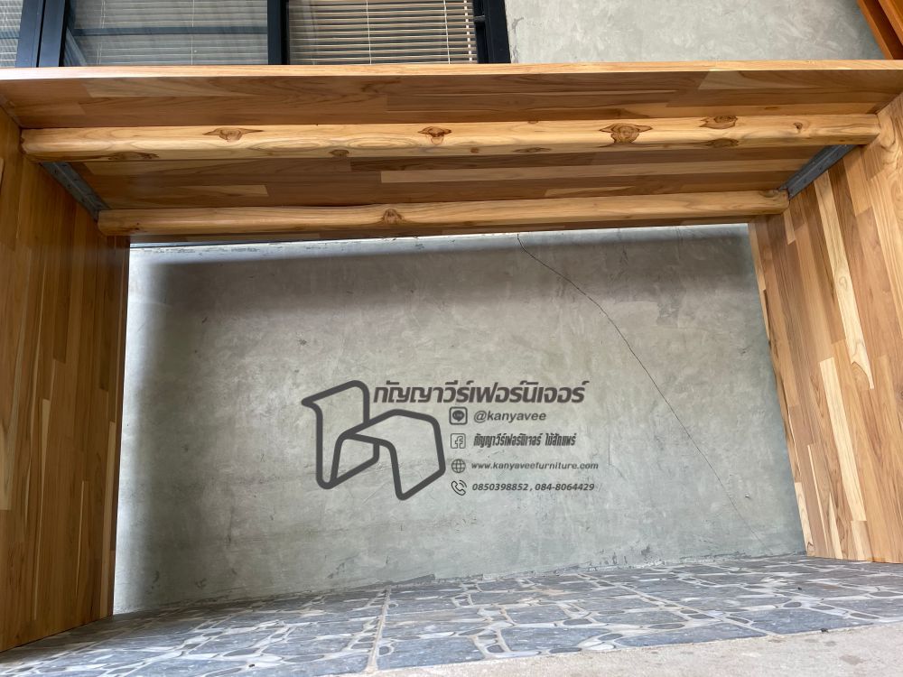 โต๊ะทำงานไม้สักประสาน