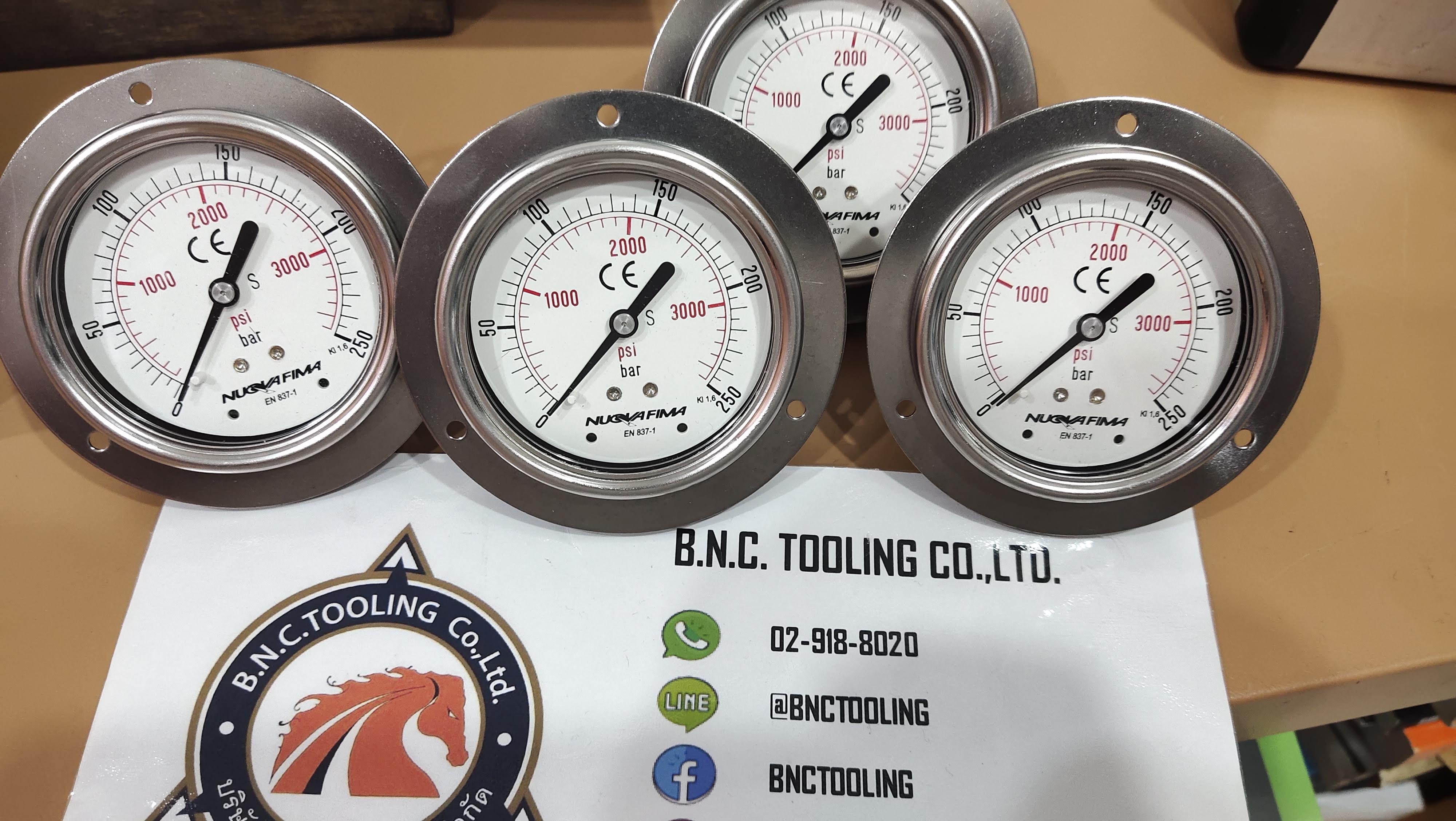 Pressure Gauge [nuova fima] เกจวัดความดันแบบออกเกลียวออกหลังมีปีก ขนาด 2.5 นิ้ว