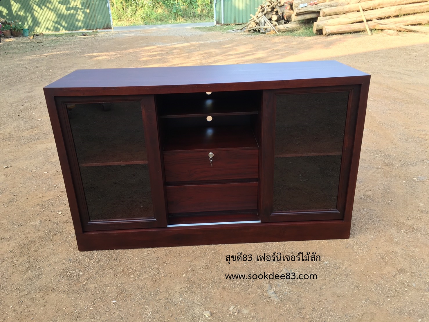 เคาน์เตอร์บานเลื่อนรางเดี่ยว 1.5 ม. (สีสัก)