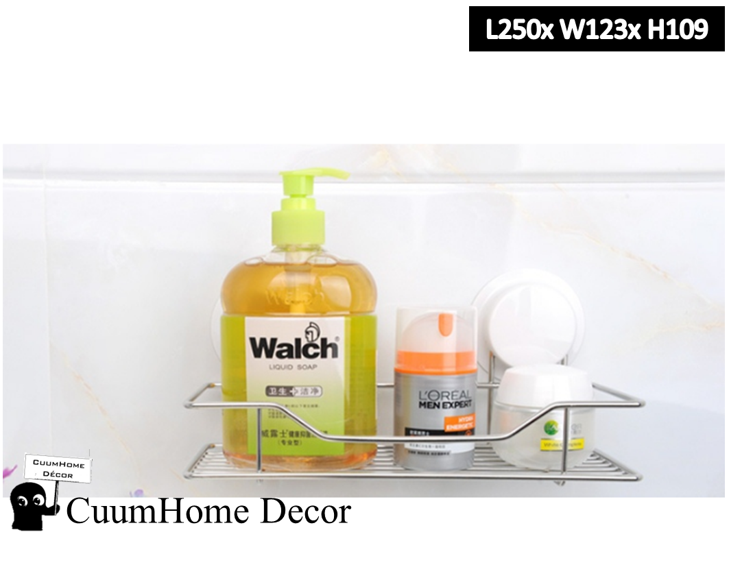 VR-36 ชั้นวางของสแตนเลสขนาดกลาง 25x12.3x10.9 เซนติเมตร ไม่ต้องเจาะผนัง