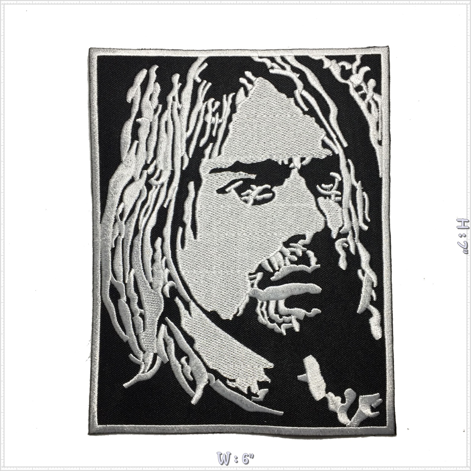 Kurt Cobain Nirvana วงร็อค ตัวรีดติดเสื้อ อาร์มรีด อาร์มปัก ตกแต่งเสื้อผ้า หมวก กระเป๋า แจ๊คเก็ตยีนส์ Embroidered Iron on Patch ไซส์ใหญ่