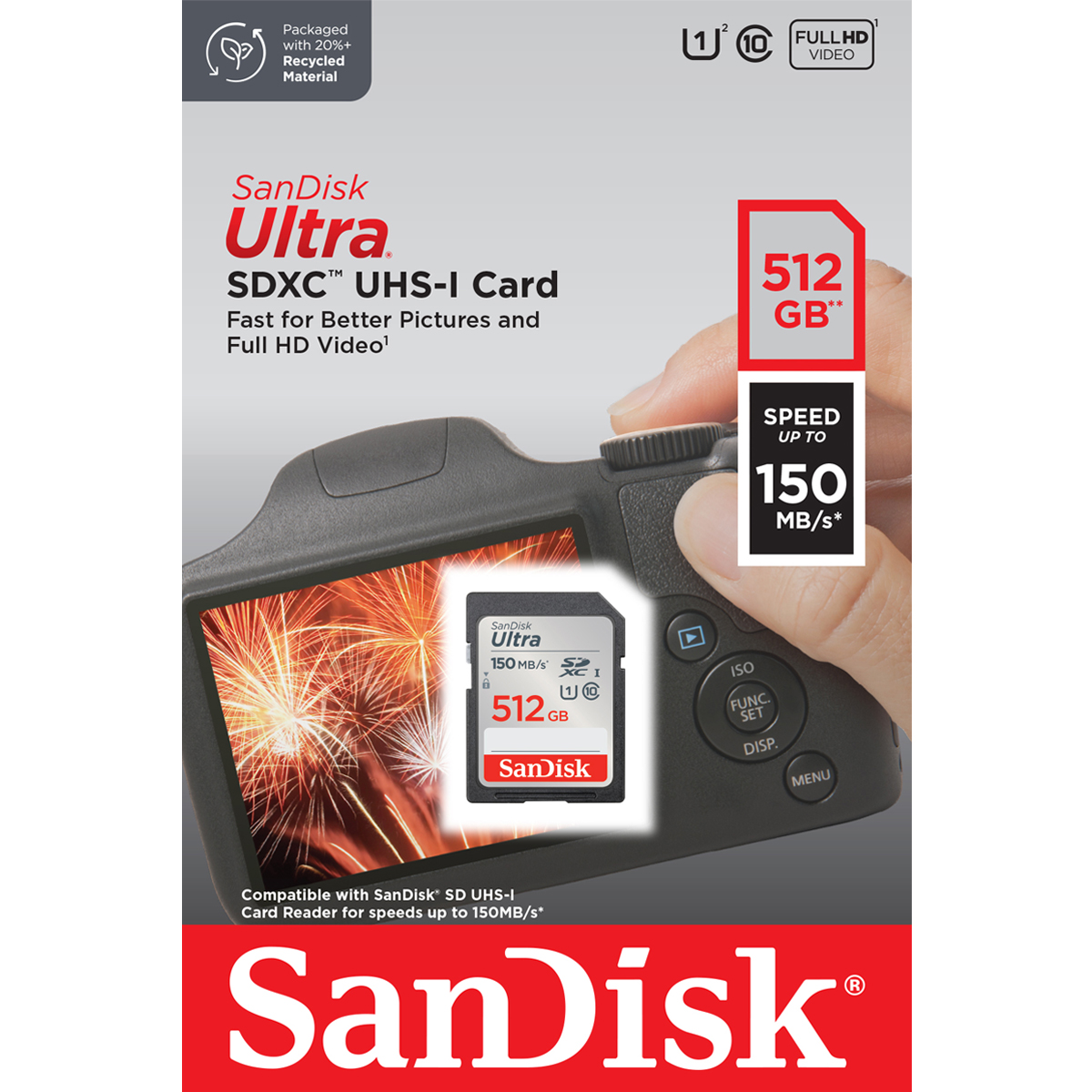 SanDisk Ultra SD Card Class10 512B Speed 150 MB/s (SDSDUNC-512G-GN6IN) SDXC เมมโมรี่การ์ด สำหรับ SDCARD กล้องมิลเลอร์เลส DSLR Mirrorless ประกัน 10ปี