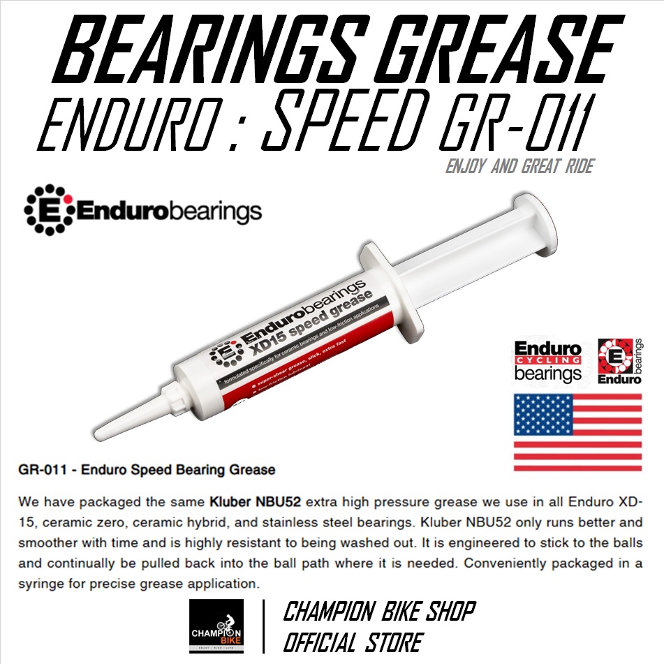 จาระบีสำหรับลูกปืนเซรามิค ENDURO : GR-011 SPEED CERAMIC & STAINLESS STEEL BEARING GREASE SYRINGE