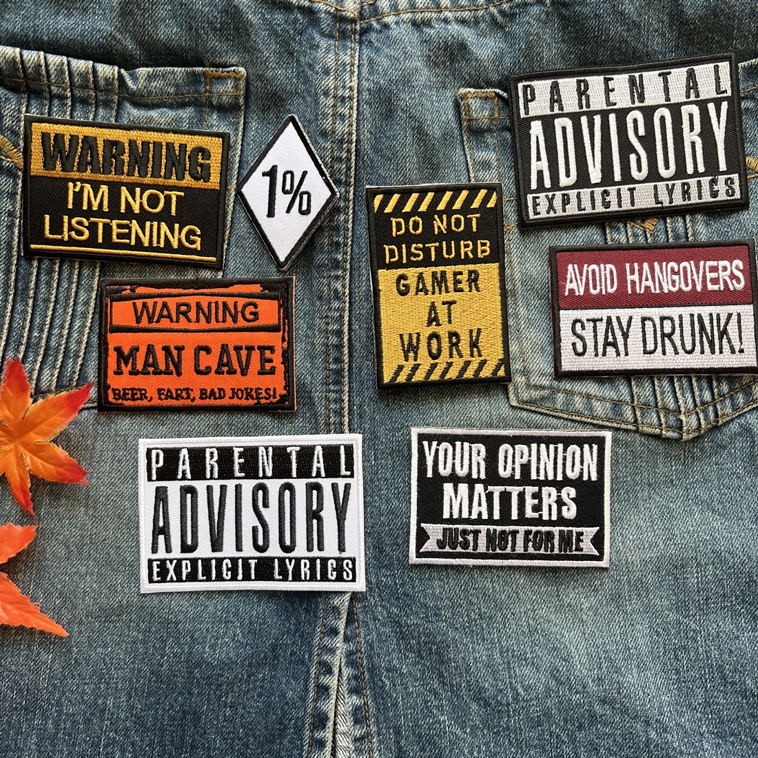 ป้าย Warning กวนๆ ตัวรีดติดเสื้อ อาร์มรีด อาร์มปัก ตกแต่งเสื้อผ้า หมวก กระเป๋า แจ๊คเก็ตยีนส์ Racing Embroidered Iron on Patch