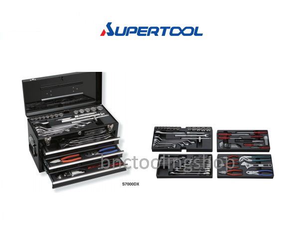 เครื่องมือชุดพร้อมหีบเครื่องมือ (62 ชิ้น/ชุด),Tool Set (Deluxe Set) Fo Professional use,Supertool,S7000DX