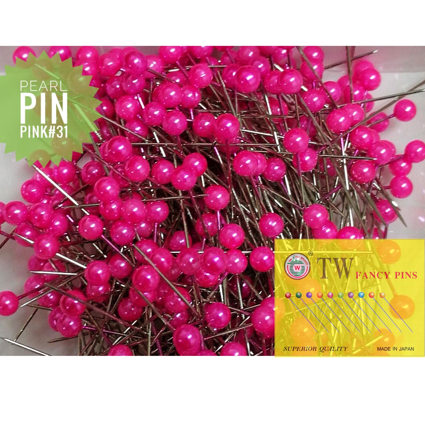 เข็มหมุดมุกTWกล่องเหลือง เนื้อเข็ม คมสุดในท้องตลาด หัวมุกเข้มชัด ซื้อซ้ำถี่มากก