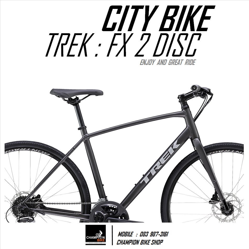 จักรยานซิตี้ไบค์ TREK : FX 2 DISC CITY BIKE - 2021 สีดำด้าน-เงิน