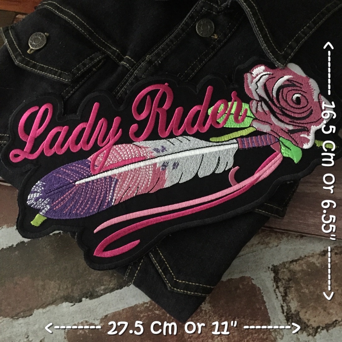Lady Rider ตัวรีดติดเสื้อ อาร์มรีด อาร์มปัก ตกแต่งเสื้อผ้า หมวก กระเป๋า แจ๊คเก็ตยีนส์ Embroidered Iron on Patch ไซส์ใหญ่