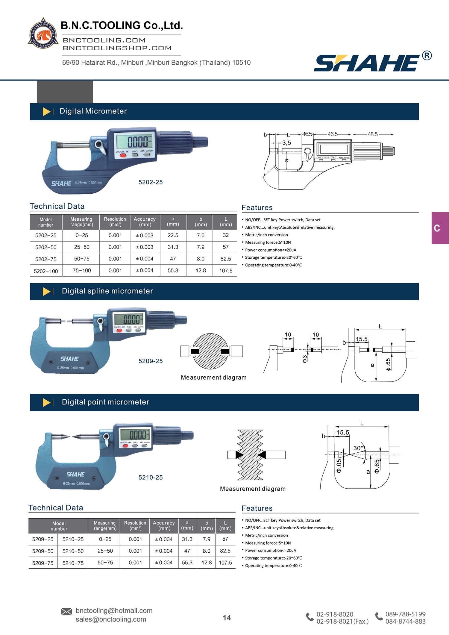 SHAHE,Digital Outside Micrometer (0-25mm) 5202-25