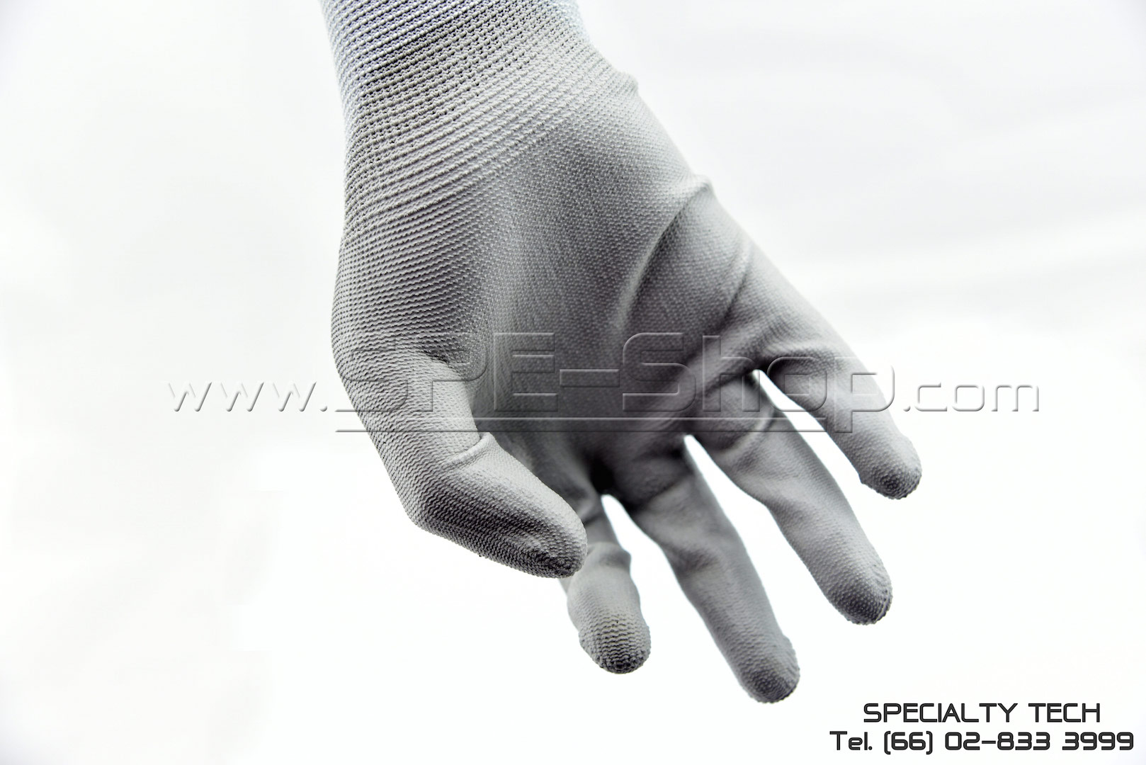 ถุงมือถักไม่เคลือบ (Nylon and PU uncoated Grey)