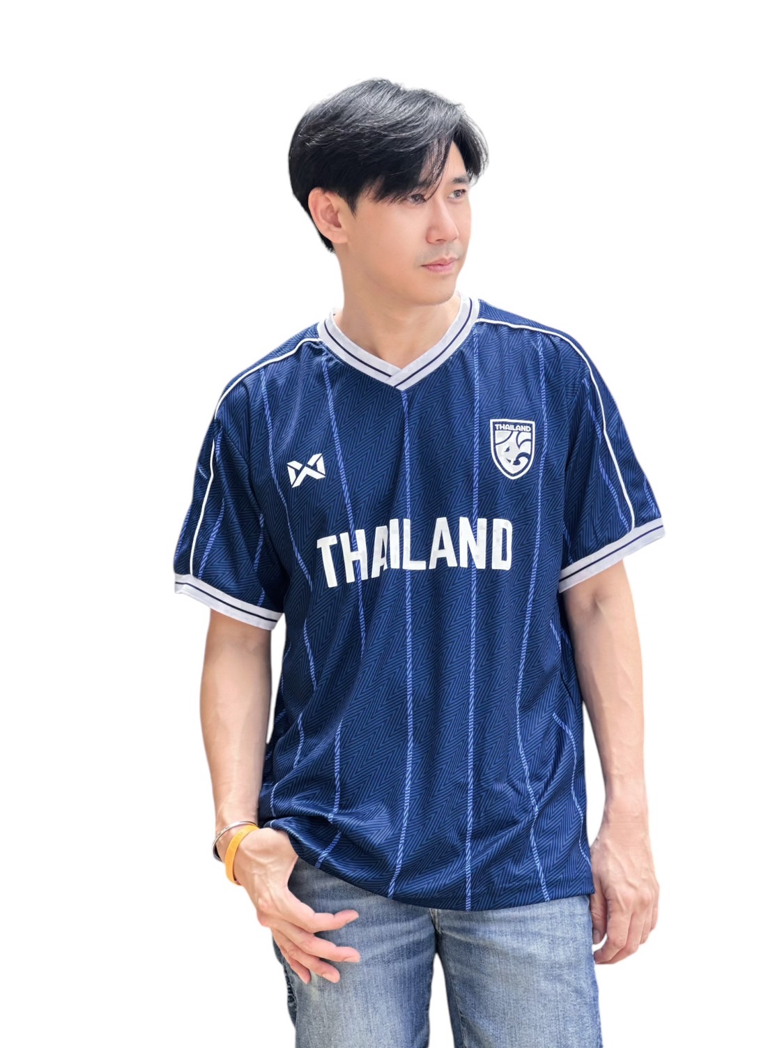 พร้อมส่งที่แรก WARRIX Oversize แขนสั้น เสื้อบอลไลฟ์สไตล์ เสื้อทีมชาติไทยทรงโอเวอร์ไซส์ (WA-243FBATH10) - สีน้ำเงิน/ดำ/แดง