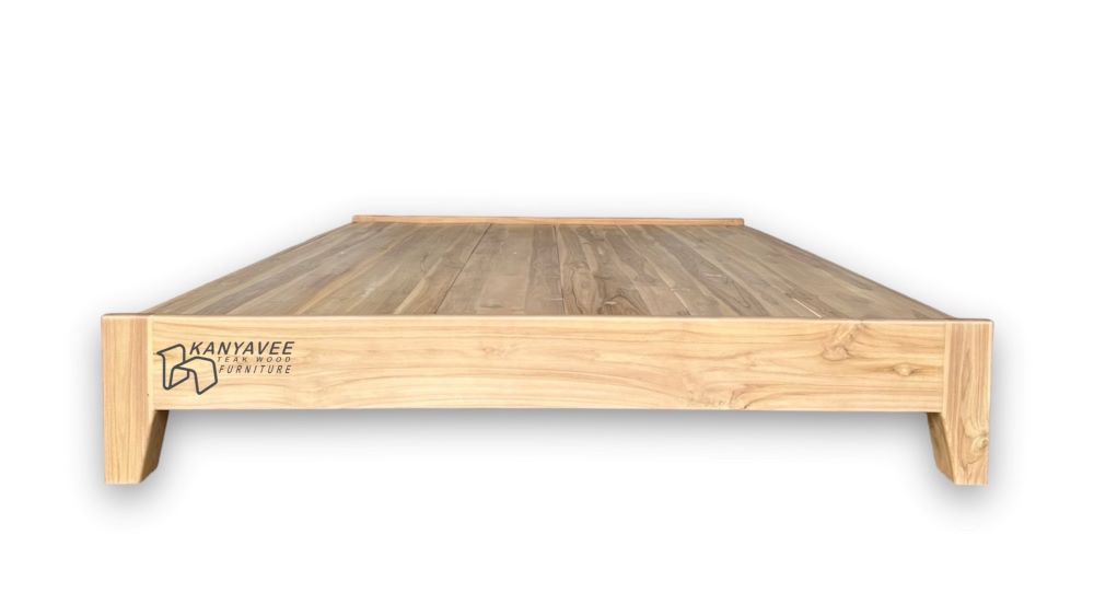 เตียงมินิมอลไม้สัก 5 ฟุต สีมูจิ