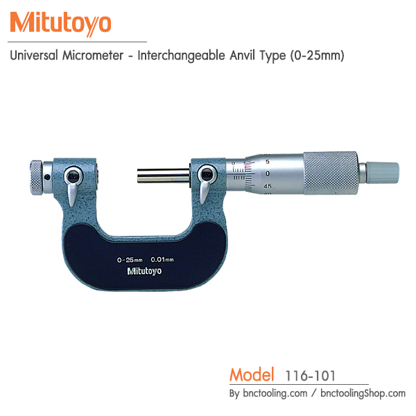 Mitutoyo,Universal Micrometer - Interchangeable Anvil Type (0-25mm),116-101