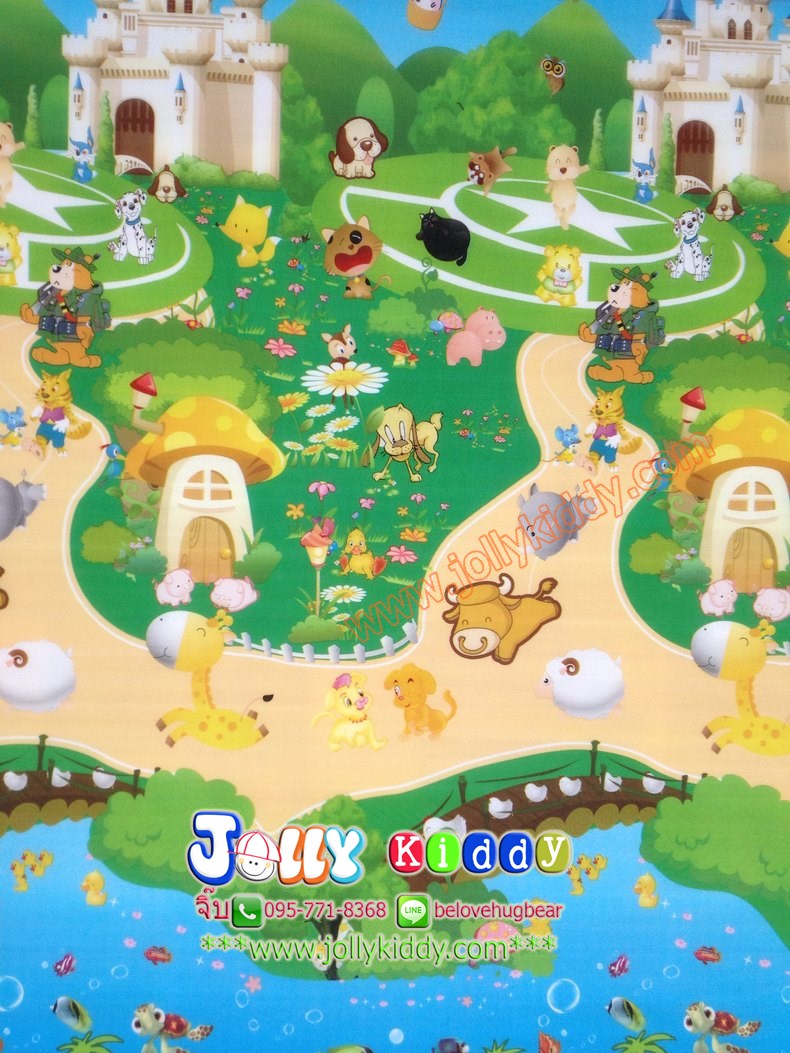 TP123052 แผ่นรองคลานสำหรับเด็ก คุณภาพดีเย็บขอบลายการ์ตูนสองด้าน