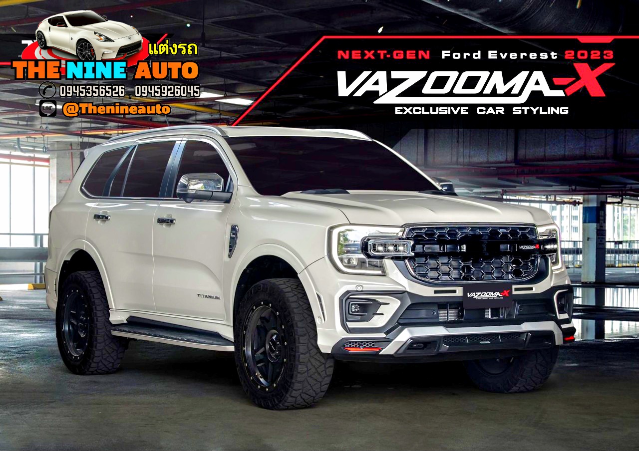 ชุดแต่ง Ford Everest 2022 แบบ Vazooma X ชุด 6 ชิ้น(มีสปอยเลอร์)+กระจังหน้าแบบไม่มีไฟ