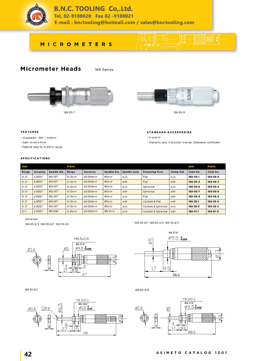 ASIMETO,P42,Micrometer Heads,169-05-0