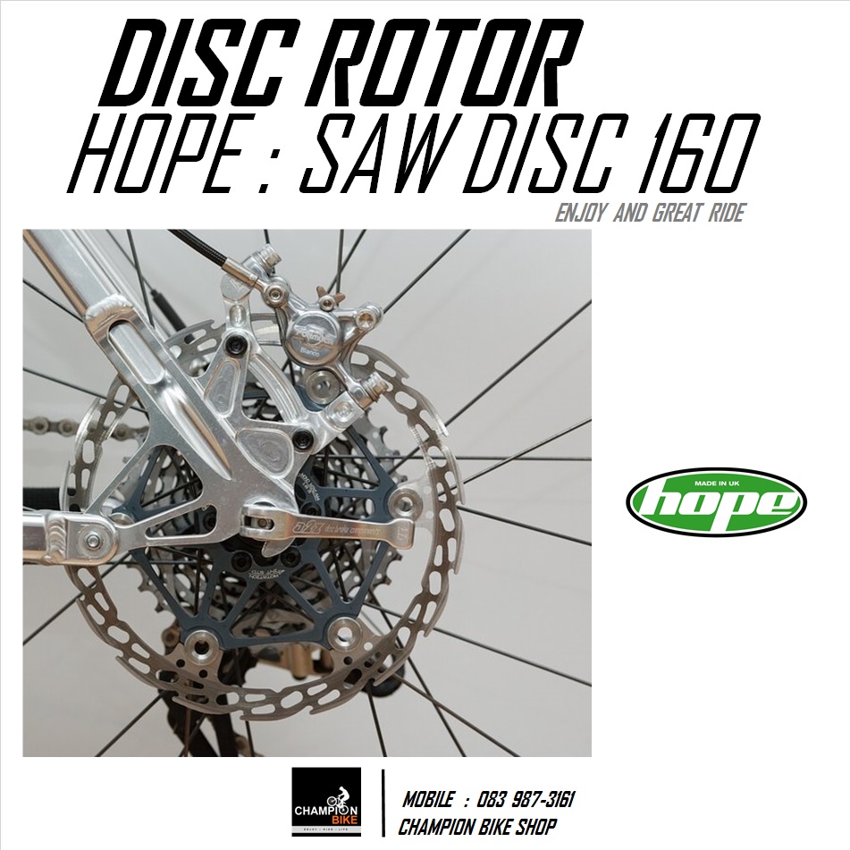 ใบดิส HOPE : SAW FLOAT BIKE DISC BRAKE ROTOR 160mm 6รู สีเทา GunSmoke (2ใบ)