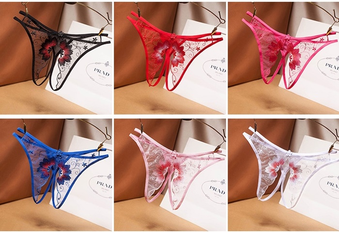 NA010 จีสตริงเปิดเป้า จีสตริงผ้าซีทรูปักลายลูกไม้มาในแบบเปิดเป้าตามรูปถ่ายสินค้าจริงเลยค่ะ