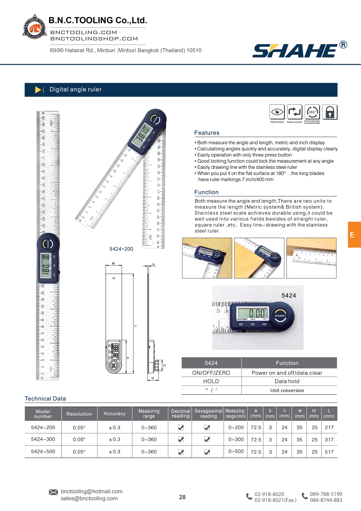 SHAHE,Digital angle ruler(300mm),5424-300