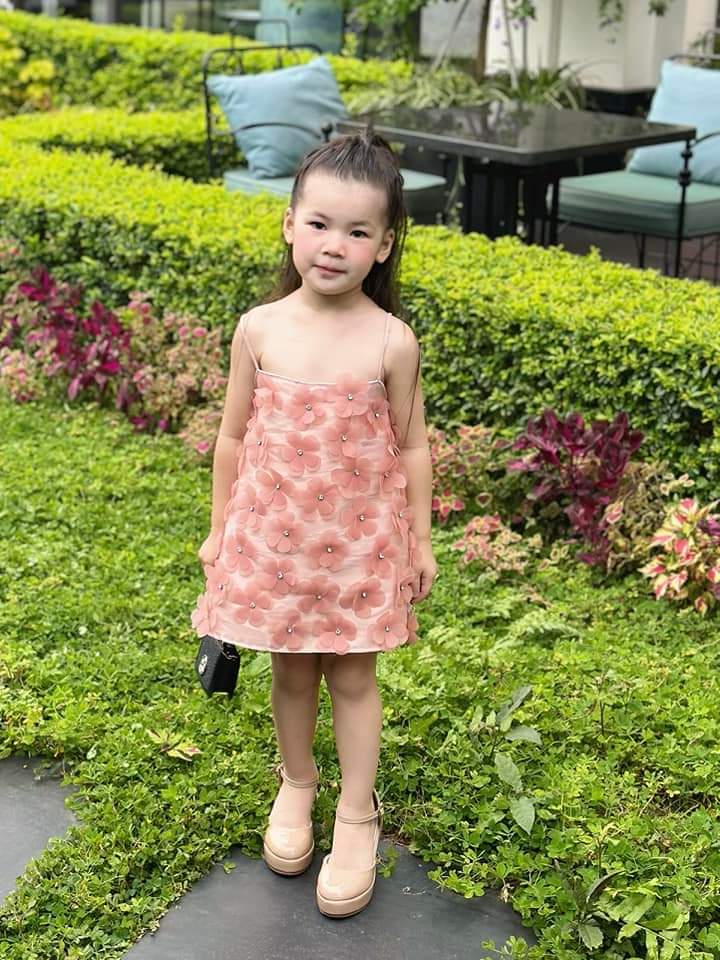 💜พร้อมส่ง💜ชุดเด็กผู้หญิง/JF24_เดรส 3D สีชมพู