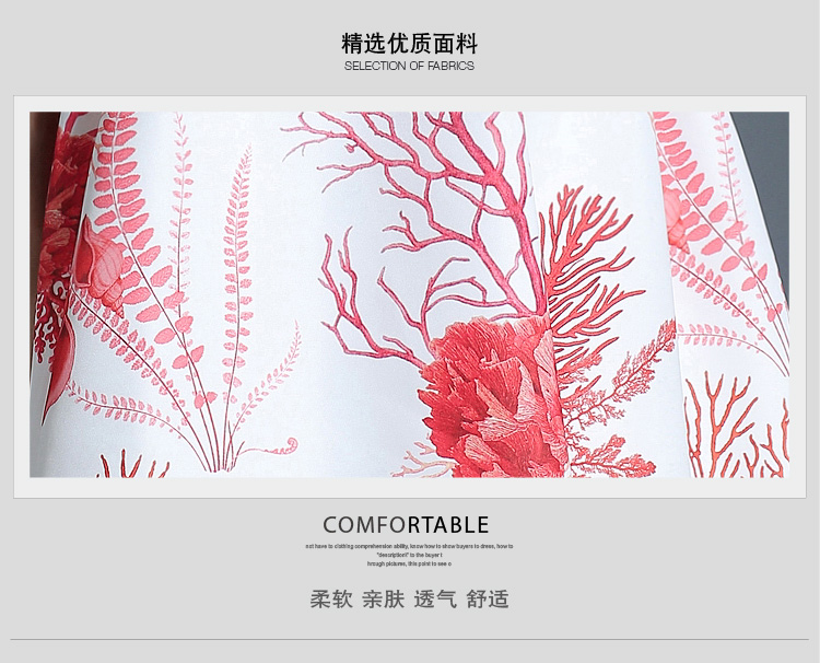 ชุดเดรสสายเดี่ยวสีขาวลายดอกไม้สีแดง ส่งฟรี ems