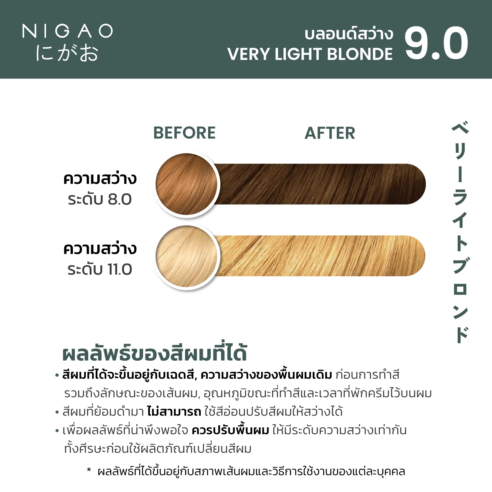 Nigao Hair Color Natural 100 ml. #9.0 Very Light Blonde นิกาโอะ ครีมย้อมผมปราศจากแอมโมเนีย 9.0 สีบลอนด์สว่าง 100 มล. (ไม่แถมไฮโดรเจน)