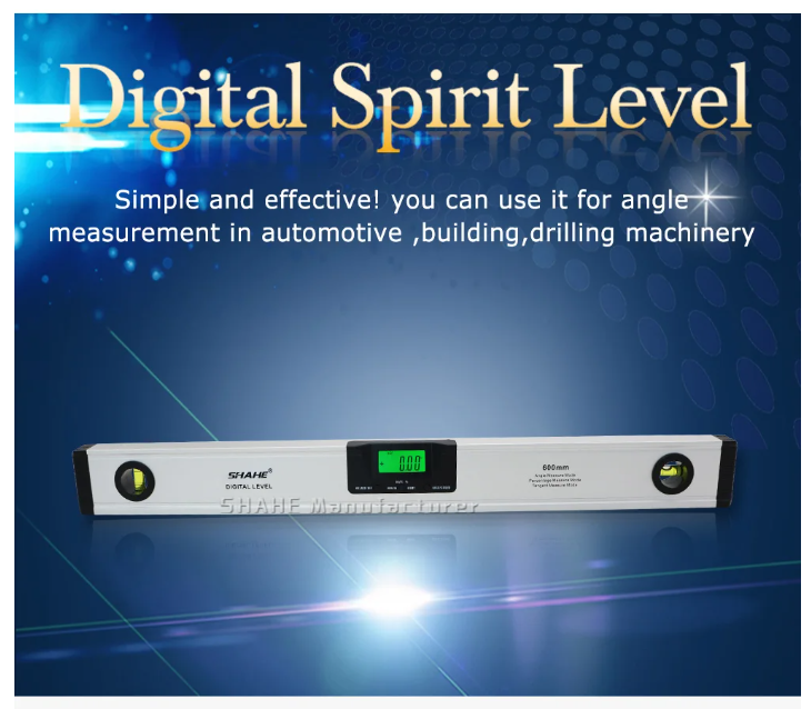 ระดับน้ำดิจิตอล 600 มิลิเมตร, Shahe 600mm Spirit Level Digital Level Angle Finder 600 mm, Electronic Protractor Inclinometer 360 Degree With Magnets Backlight,