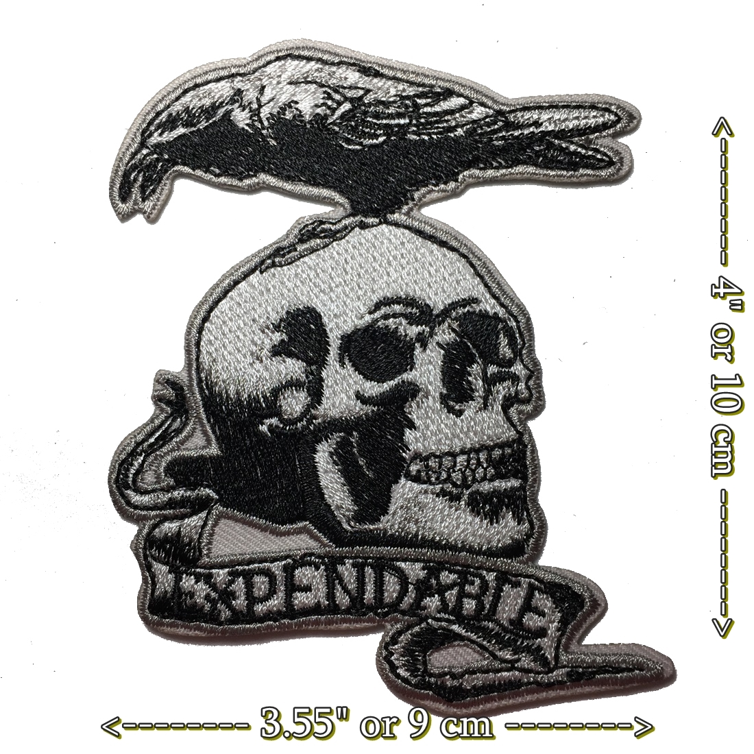 กะโหลก อีกา ตัวรีดติดเสื้อ อาร์มรีด อาร์มปัก ตกแต่งเสื้อผ้า หมวก กระเป๋า แจ๊คเก็ตยีนส์ Dark Embroidered Iron on Patch