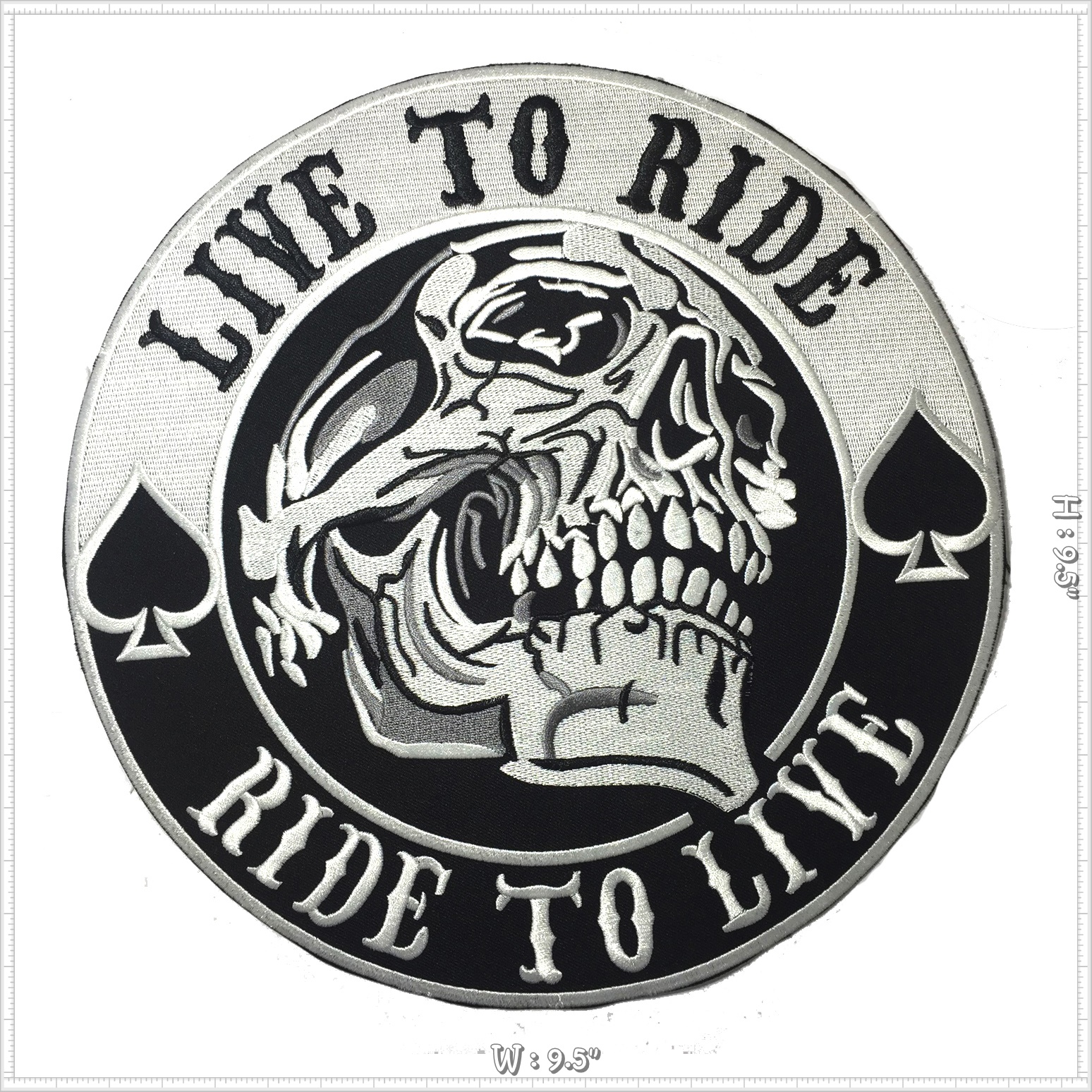 Live to Ride ตัวรีดติดเสื้อ อาร์มรีด อาร์มปัก ตกแต่งเสื้อผ้า หมวก กระเป๋า แจ๊คเก็ตยีนส์ Embroidered Iron on Patch ขนาดใหญ่