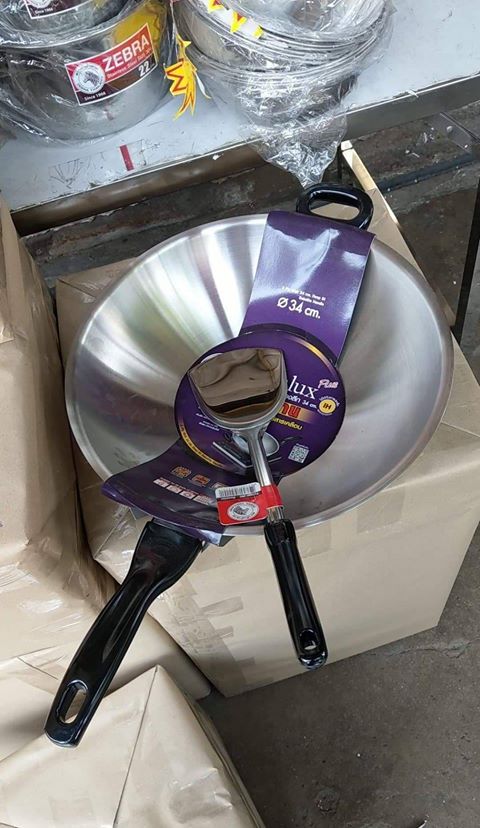 Zebra กระทะจีน Vitalux 3 ชั้น 34 ซม. ด้ามหู เบกาไลท์ ตราหัวม้าลาย