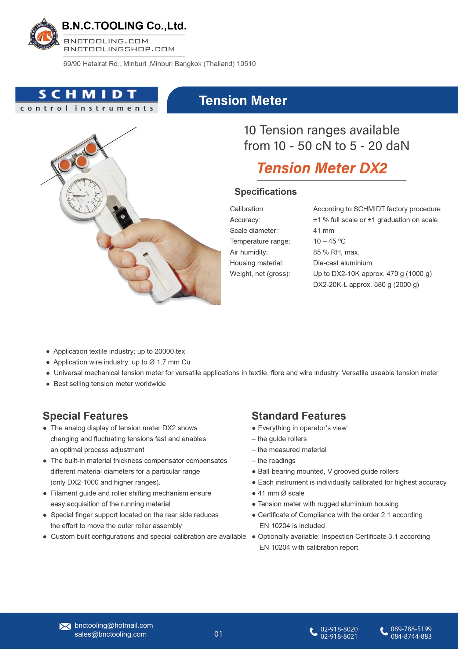 SCHMIDT ,10 Tension ranges available from 10 - 50 cN to 5 - 20 daN,DX2