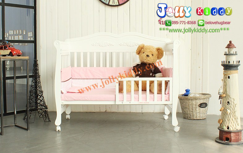 เตียงไม้สีขาว premium grade สำหรับเด็ก มัลติฟังชั่น สไตล์ยุโรป สินค้าคุณภาพ TP21045 (WD3)