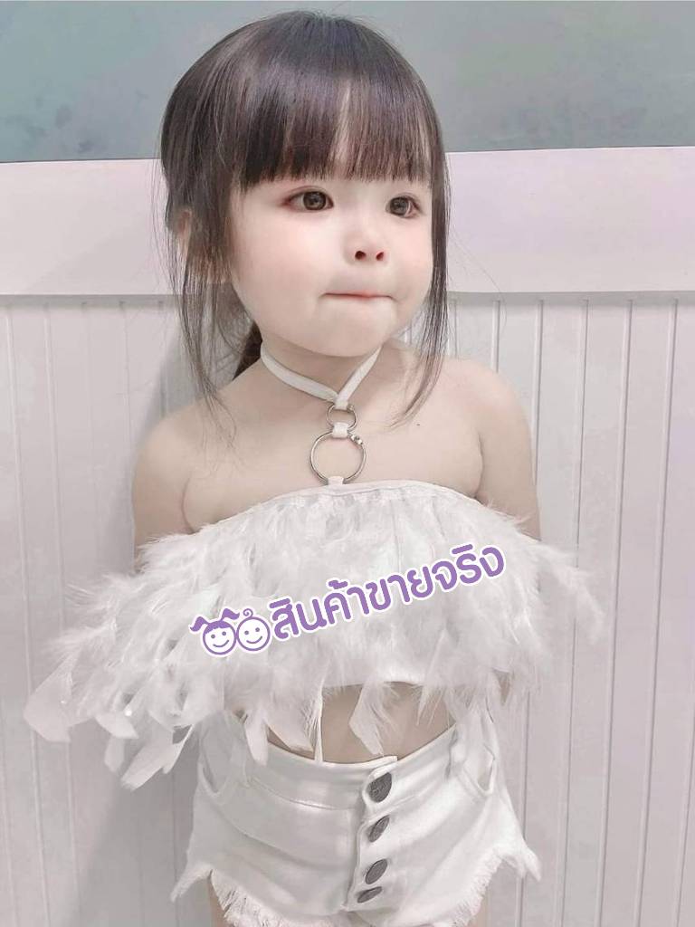 TA💜พร้อมส่ง💜ชุดเด็กผู้หญิง/เสื้อขนนก