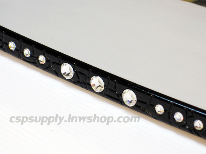 กระจกมองหลัง ลายหนังจระเข้ดำ ฝังคริสตัล MYCARR (ไต้หวัน)