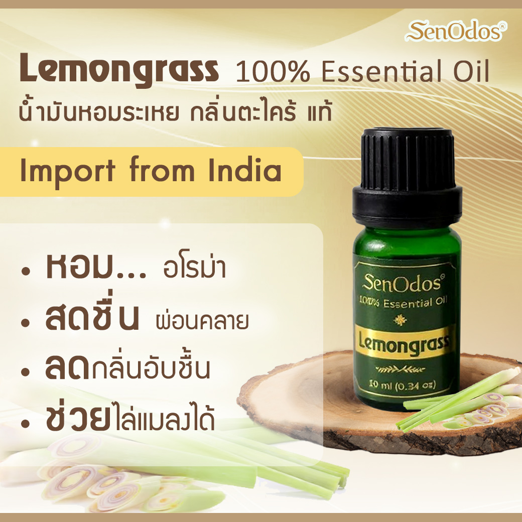 SenOdos Lemongrass Pure Essential Oils น้ำมันหอมระเหยแท้ กลิ่นตะไคร้ 10 ml