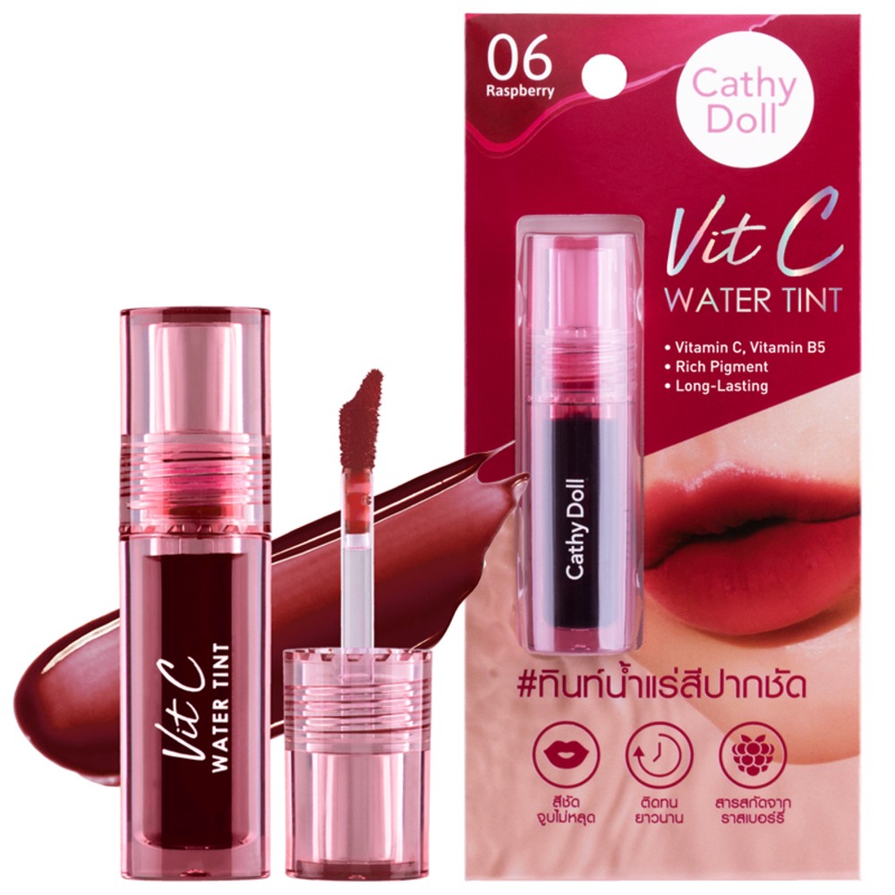 Cathy Doll Vit C Water Tint 2.7G #06 RASPBERRY ลิปทินท์น้ำแร่ เคที่ดอลล์ วิทซีวอเตอร์ทินท์ 2.7G สี 06 RASPBERRY