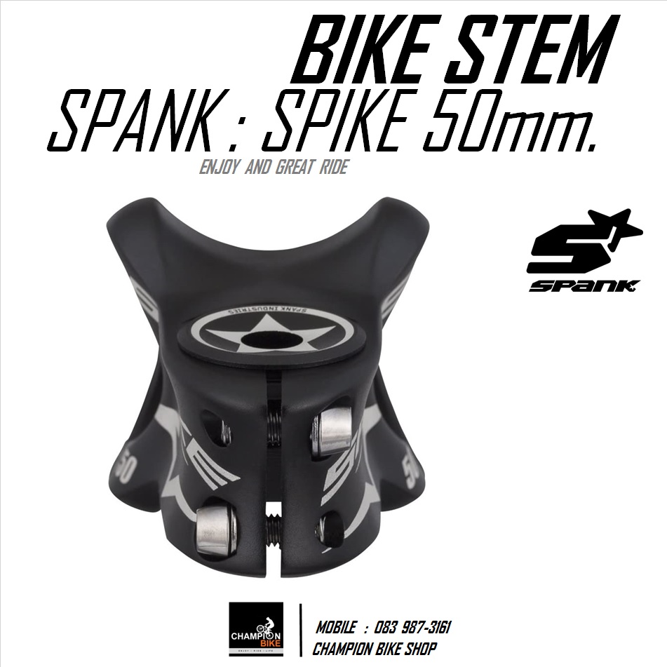 คอแฮนด์จักรยานสั้น สเต็มสั้น50mm SPANK : SPIKE RACE STEM -+0 Deg. ยาว50mm สีดำด้าน