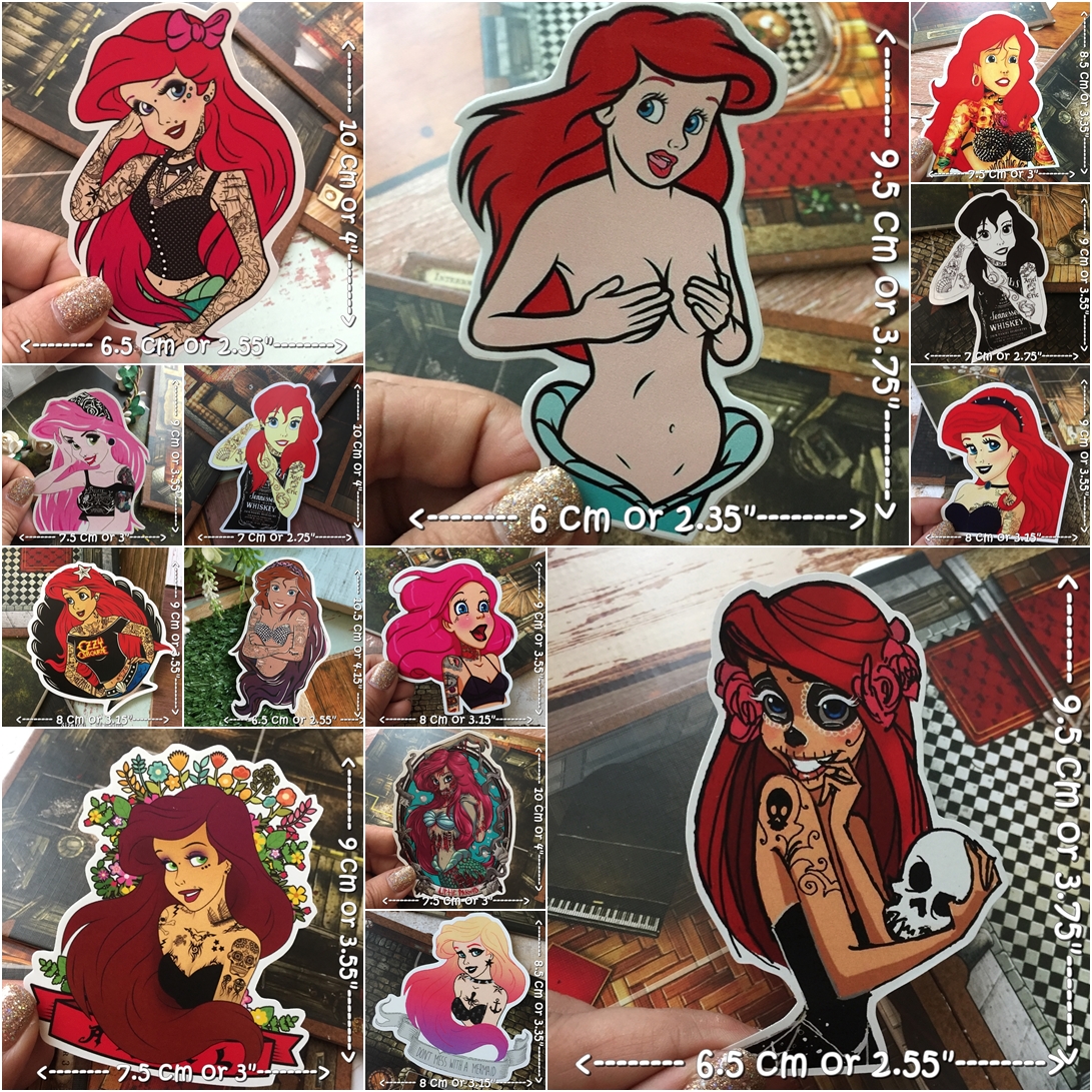 เอเรียล ลิตเติลเมอเมด สติกเกอร์ เคลือบกันน้ำ ติดกระเป๋าเดินทาง มอเตอร์ไซด์ Laptop เคสโทรศัพท์ กระบอกน้ำ Waterproof Decal Sticker