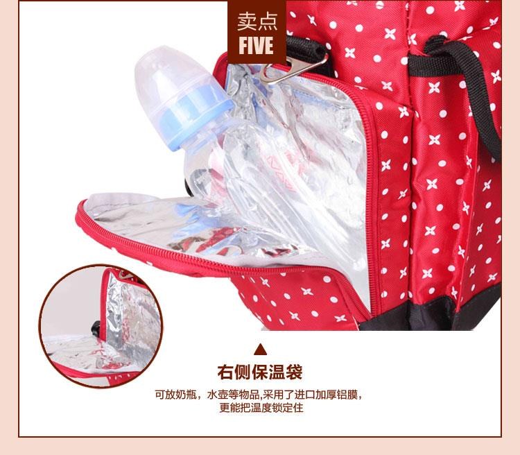 TP12058 กระเป๋าเก็บสัมภาระคุณแม่ ใช้ได้ทั้งเป็นเเบบหิ้วและสะพายเป้ ลายจุด สีแดง TP12058